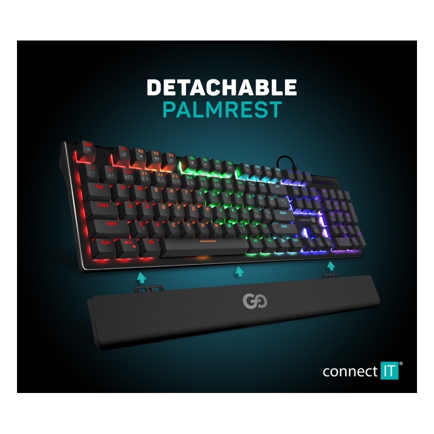 CONNECT IT CKB-7050-CS - LED RGB Przewodowa klawiatura do gier z lokalizacją CZ/SK czarny