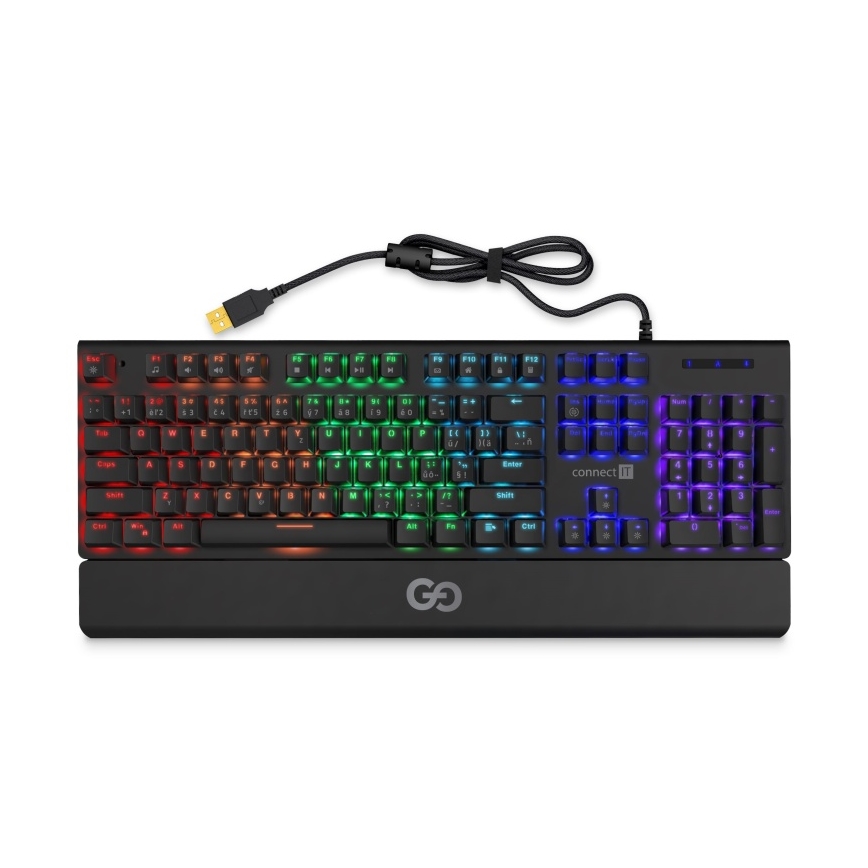 CONNECT IT CKB-7050-CS - LED RGB Przewodowa klawiatura do gier z lokalizacją CZ/SK czarny