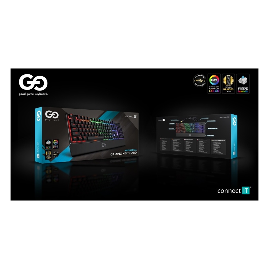 CONNECT IT CKB-7050-CS - LED RGB Przewodowa klawiatura do gier z lokalizacją CZ/SK czarny