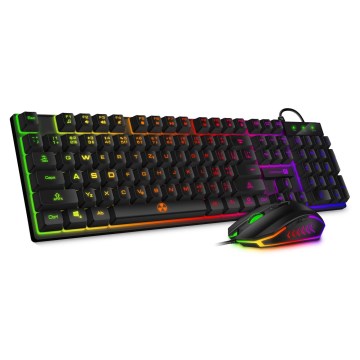 CONNECT IT CKM-3200-CS - LED RGB Przewodowa klawiatura do gier i do gier mysz 1200/1800/2400/3600 DPI z lokalizacją CZ/SK czarny