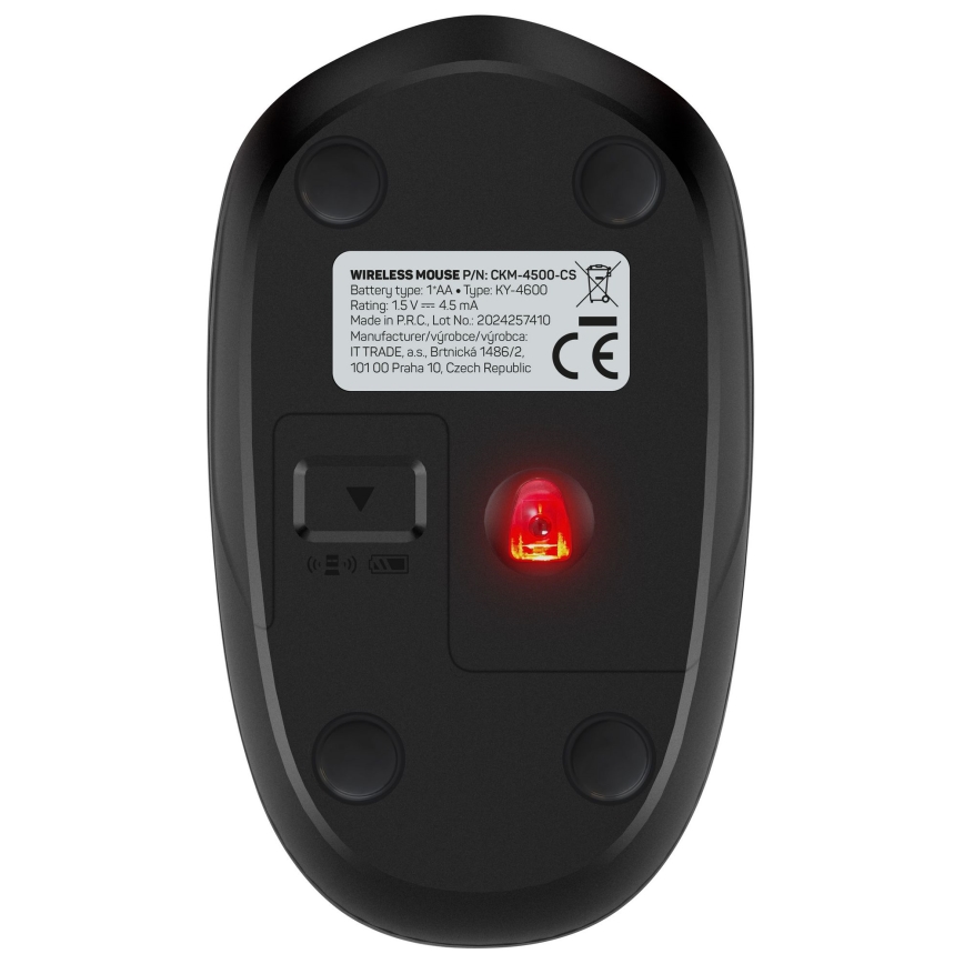 CONNECT IT CKM-4500-CS - Bezprzewodowa klawiatura i mysz 1000 DPI z lokalizacją CZ/SK 1xAAA + 1xAA czarny