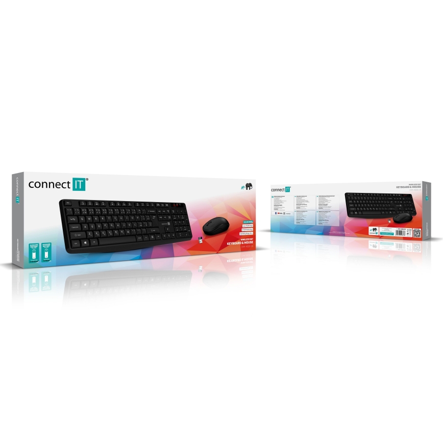 CONNECT IT CKM-4500-CS - Bezprzewodowa klawiatura i mysz 1000 DPI z lokalizacją CZ/SK 1xAAA + 1xAA czarny