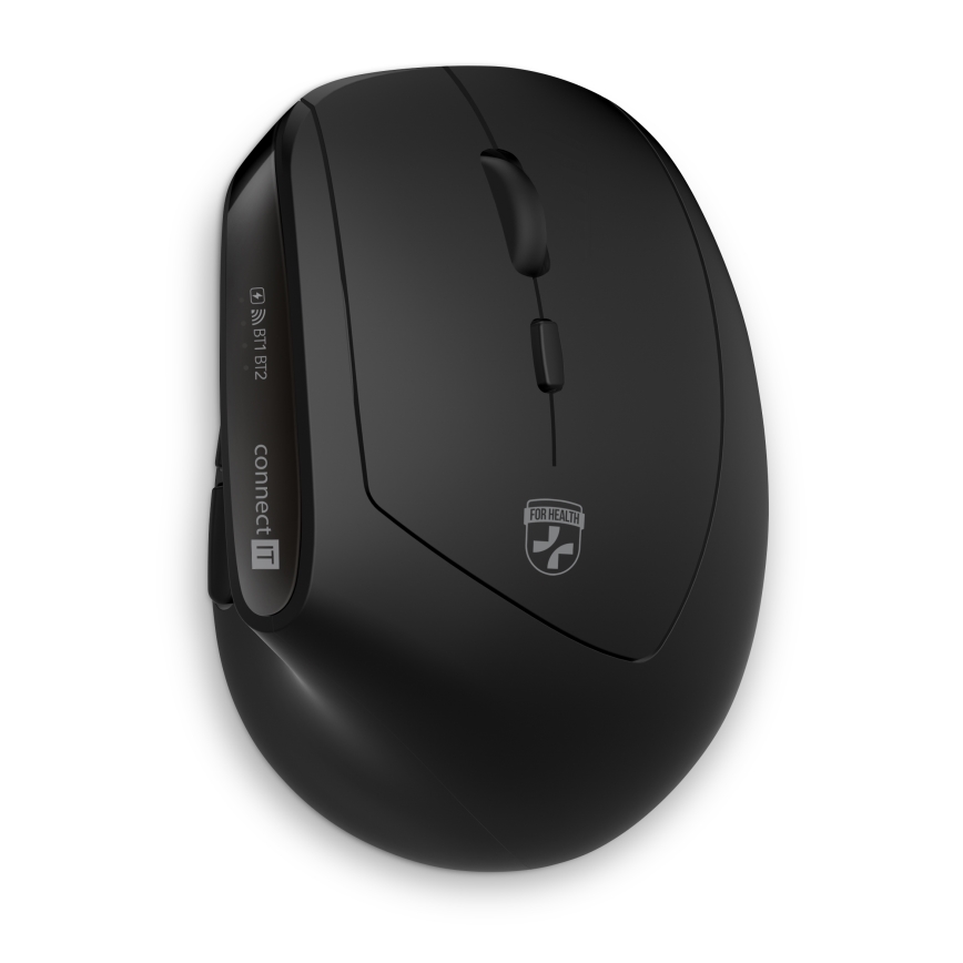 CONNECT IT CKM-6010-CS - Ergonomiczna klawiatura bezprzewodowa i mysz 800/1200/1600/2400 DPI z lokalizacją CZ/SK 1xAA + 2xAAA czarny