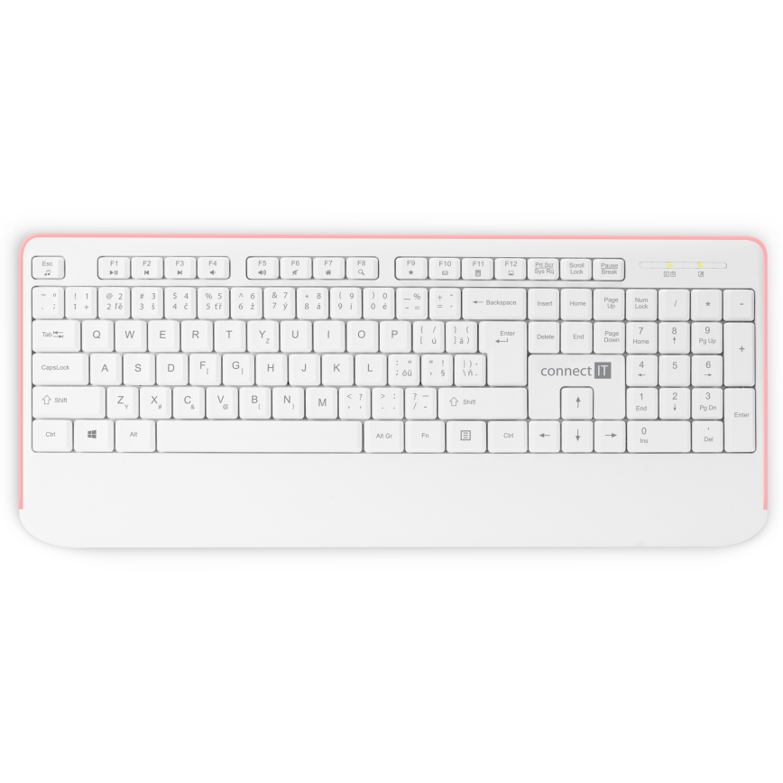 CONNECT IT CKM-7801-CS - Bezprzewodowa klawiatura i mysz 1200 DPI z lokalizacją CZ/SK 1xAAA + 1xAA biały/różowy