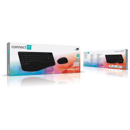 CONNECT IT CKM-7803-CS - Bezprzewodowa klawiatura i mysz 1200 DPI z lokalizacją CZ/SK 1xAAA + 1xAA czarny