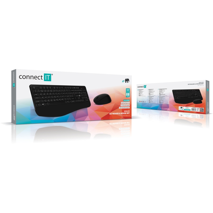 CONNECT IT CKM-7803-CS - Bezprzewodowa klawiatura i mysz 1200 DPI z lokalizacją CZ/SK 1xAAA + 1xAA czarny