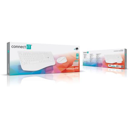 CONNECT IT CKM-7804-CS - Bezprzewodowa klawiatura i mysz 1200 DPI z lokalizacją CZ/SK 1xAAA + 1xAA biały