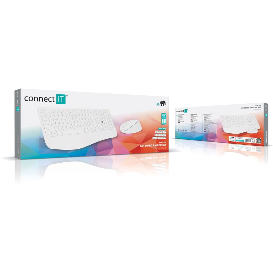 CONNECT IT CKM-7804-CS - Bezprzewodowa klawiatura i mysz 1200 DPI z lokalizacją CZ/SK 1xAAA + 1xAA biały