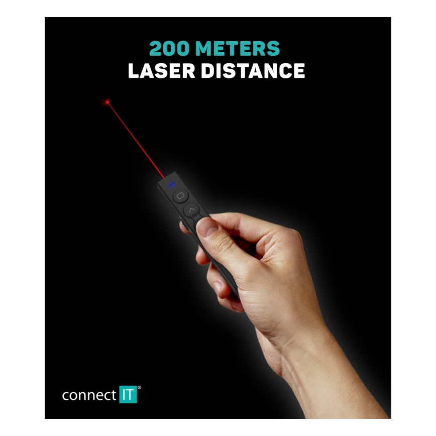 CONNECT IT CLP-2050-BK - Bezprzewodowy pilot prezentacyjny z wskaźnikiem laserowym 1xAAA