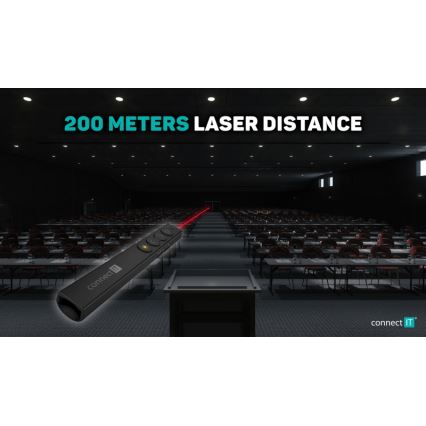 CONNECT IT CLP-2050-BK - Bezprzewodowy pilot prezentacyjny z wskaźnikiem laserowym 1xAAA