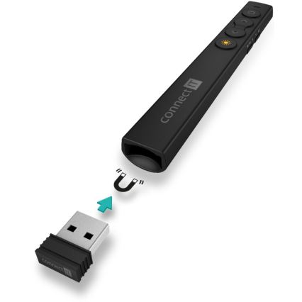 CONNECT IT CLP-2050-BK - Bezprzewodowy pilot prezentacyjny z wskaźnikiem laserowym 1xAAA