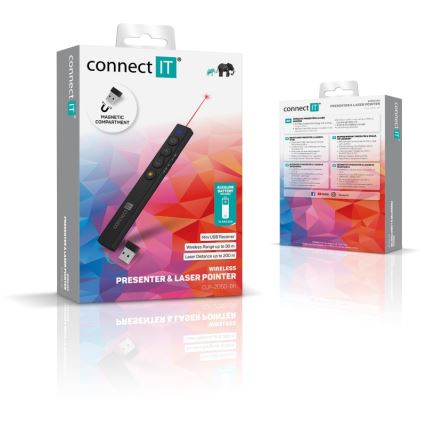 CONNECT IT CLP-2050-BK - Bezprzewodowy pilot prezentacyjny z wskaźnikiem laserowym 1xAAA