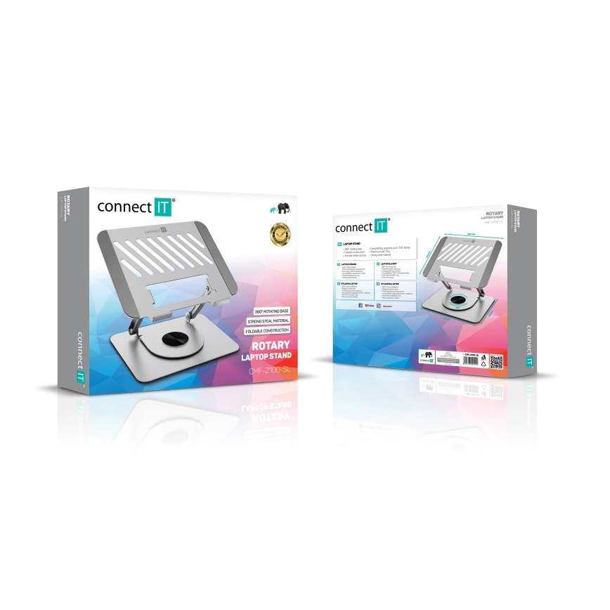CONNECT IT CMF-2100-SL - Obrotowy stojak na laptopa srebrny