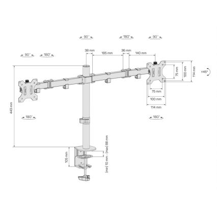 CONNECT IT CMF-3203-BK - Uniwersalny uchwyt na 2 monitory 13-32” czarny