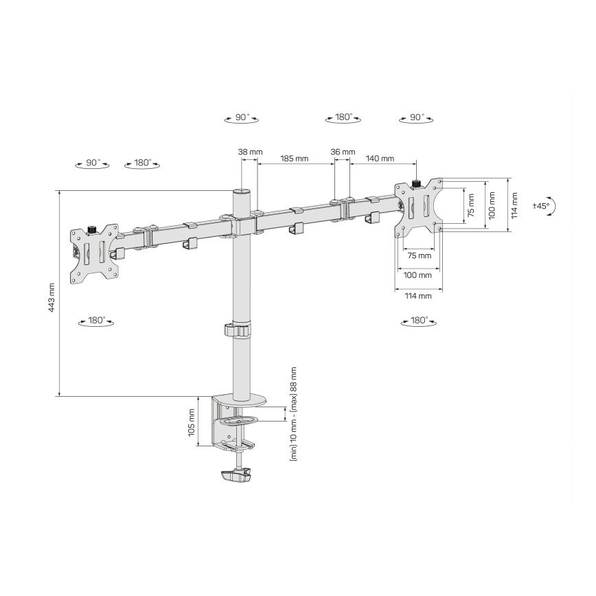 CONNECT IT CMF-3203-BK - Uniwersalny uchwyt na 2 monitory 13-32” czarny