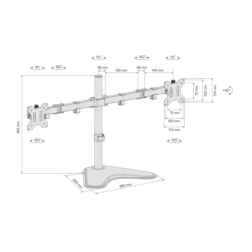 CONNECT IT CMF-3204-BK - Uniwersalny uchwyt na 2 monitory 13-32” czarny