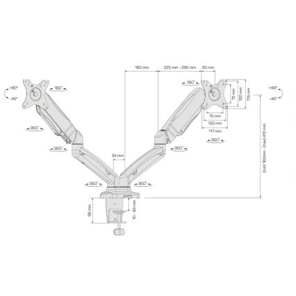 CONNECT IT CMF-3207-BK - Uniwersalny uchwyt na 2 monitory 13-27” czarny