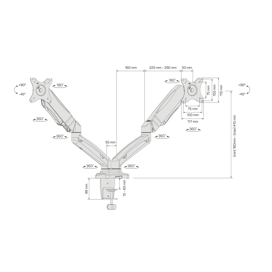 CONNECT IT CMF-3207-BK - Uniwersalny uchwyt na 2 monitory 13-27” czarny