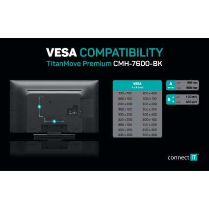 CONNECT IT CMH-7600-BK - Uchwyt ścienny do telewizora 32-70” czarny