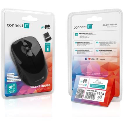 CONNECT IT CMO-2230-BK - Bezprzewodowa, cicha mysz MUTE 1200 DPI 1xAA czarna