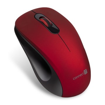 CONNECT IT CMO-2230-RD - Bezprzewodowa, cicha mysz MUTE 1200 DPI 1xAA czarna/czerwona