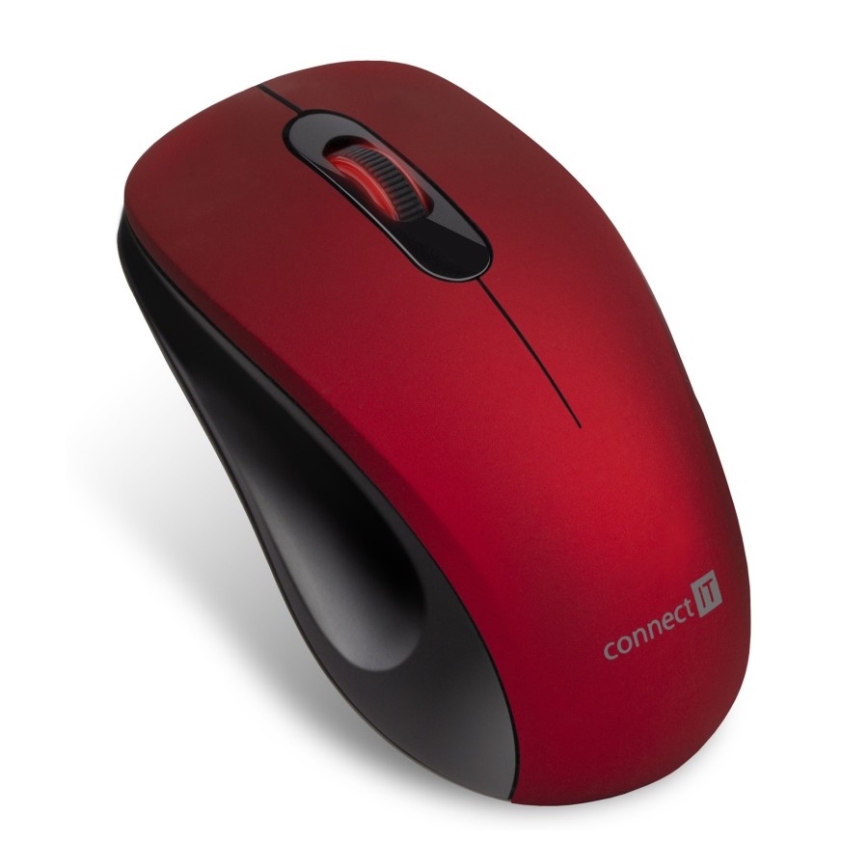 CONNECT IT CMO-2230-RD - Bezprzewodowa, cicha mysz MUTE 1200 DPI 1xAA czarna/czerwona