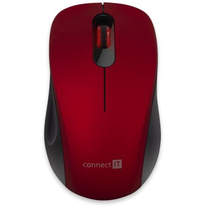 CONNECT IT CMO-2230-RD - Bezprzewodowa, cicha mysz MUTE 1200 DPI 1xAA czarna/czerwona