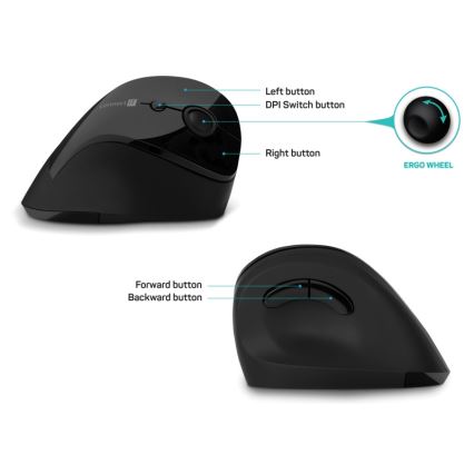 CONNECT IT CMO-2700-BK - Ergonomiczna mysz bezprzewodowa 800/1200/1600 DPI 1xAA czarna