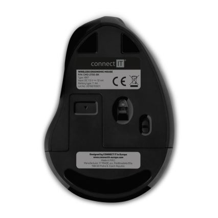 CONNECT IT CMO-2700-BK - Ergonomiczna mysz bezprzewodowa 800/1200/1600 DPI 1xAA czarna