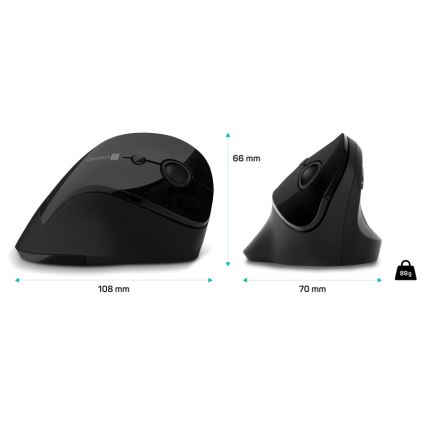 CONNECT IT CMO-2700-BK - Ergonomiczna mysz bezprzewodowa 800/1200/1600 DPI 1xAA czarna