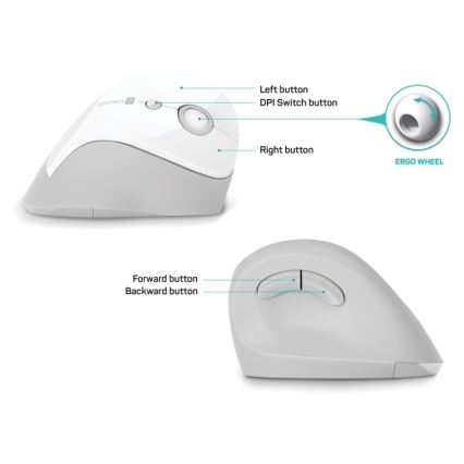 CONNECT IT CMO-2700-WH - Ergonomiczna mysz bezprzewodowa 800/1200/1600 DPI 1xAA biała
