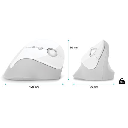 CONNECT IT CMO-2700-WH - Ergonomiczna mysz bezprzewodowa 800/1200/1600 DPI 1xAA biała