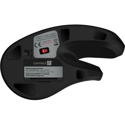 CONNECT IT CMO-2900-BK - Ergonomiczna mysz bezprzewodowa 800/1200/1600 DPI 1xAA czarna