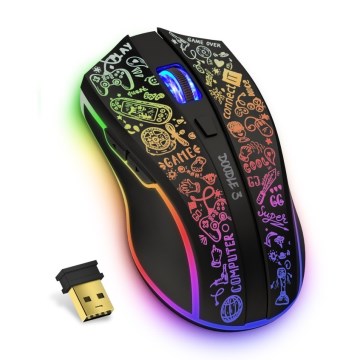 CONNECT IT CMO-3530-DD - LED RGB Bezprzewodowa akumulatorowa mysz gamingowa 800/1200/1600/2400/4800 DPI 600 mAh czarny