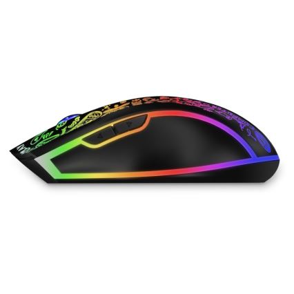 CONNECT IT CMO-3530-DD - LED RGB Bezprzewodowa akumulatorowa mysz gamingowa 800/1200/1600/2400/4800 DPI 600 mAh czarny