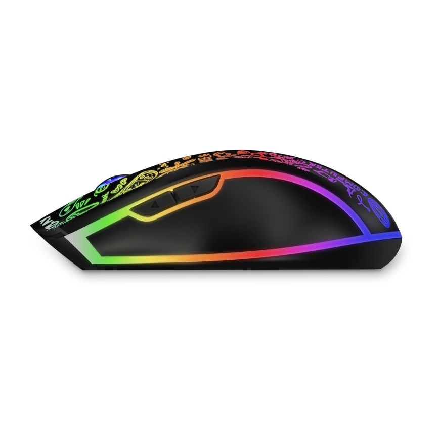 CONNECT IT CMO-3530-DD - LED RGB Bezprzewodowa akumulatorowa mysz gamingowa 800/1200/1600/2400/4800 DPI 600 mAh czarny