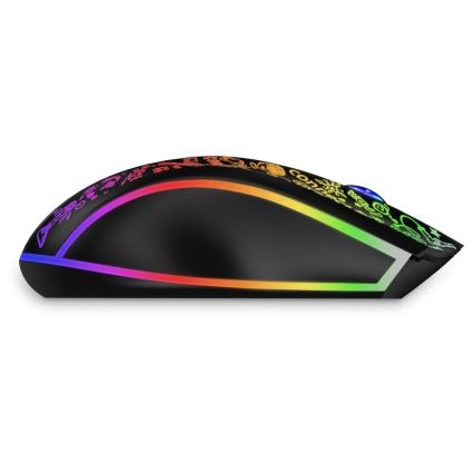 CONNECT IT CMO-3530-DD - LED RGB Bezprzewodowa akumulatorowa mysz gamingowa 800/1200/1600/2400/4800 DPI 600 mAh czarny