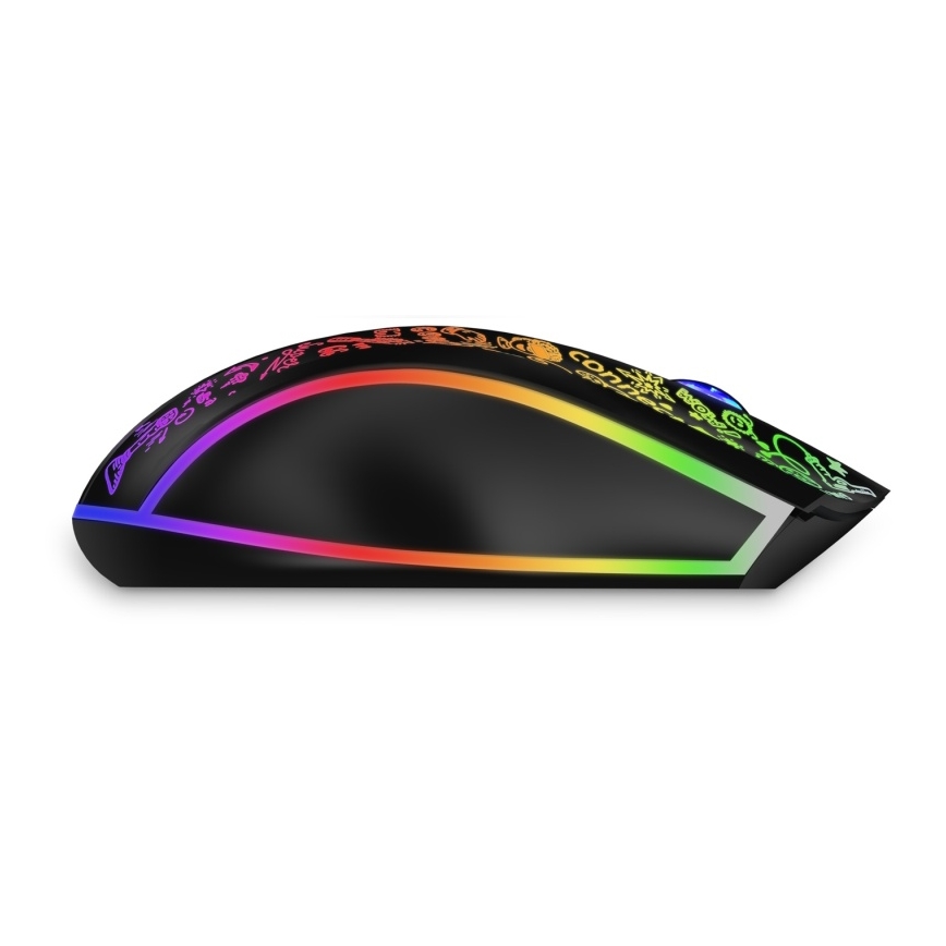 CONNECT IT CMO-3530-DD - LED RGB Bezprzewodowa akumulatorowa mysz gamingowa 800/1200/1600/2400/4800 DPI 600 mAh czarny