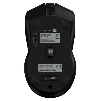 CONNECT IT CMO-3530-DD - LED RGB Bezprzewodowa akumulatorowa mysz gamingowa 800/1200/1600/2400/4800 DPI 600 mAh czarny