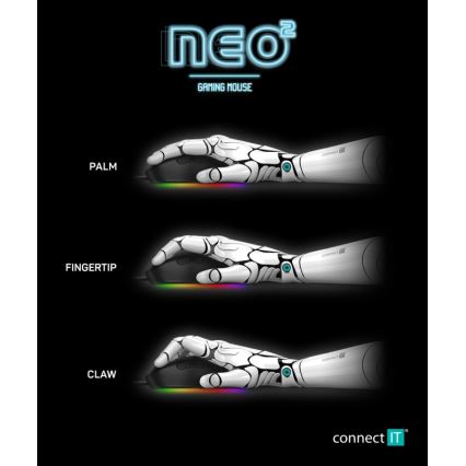 CONNECT IT CMO-3589-BK - LED RGB Przewodowa mysz gamingowa 200-7200 DPI czarna