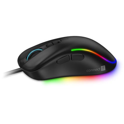 CONNECT IT CMO-3589-BK - LED RGB Przewodowa mysz gamingowa 200-7200 DPI czarna