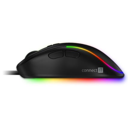 CONNECT IT CMO-3589-BK - LED RGB Przewodowa mysz gamingowa 200-7200 DPI czarna