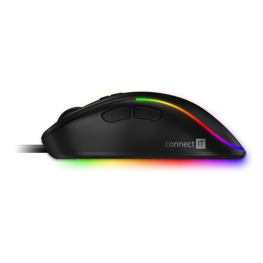 CONNECT IT CMO-3589-BK - LED RGB Przewodowa mysz gamingowa 200-7200 DPI czarna
