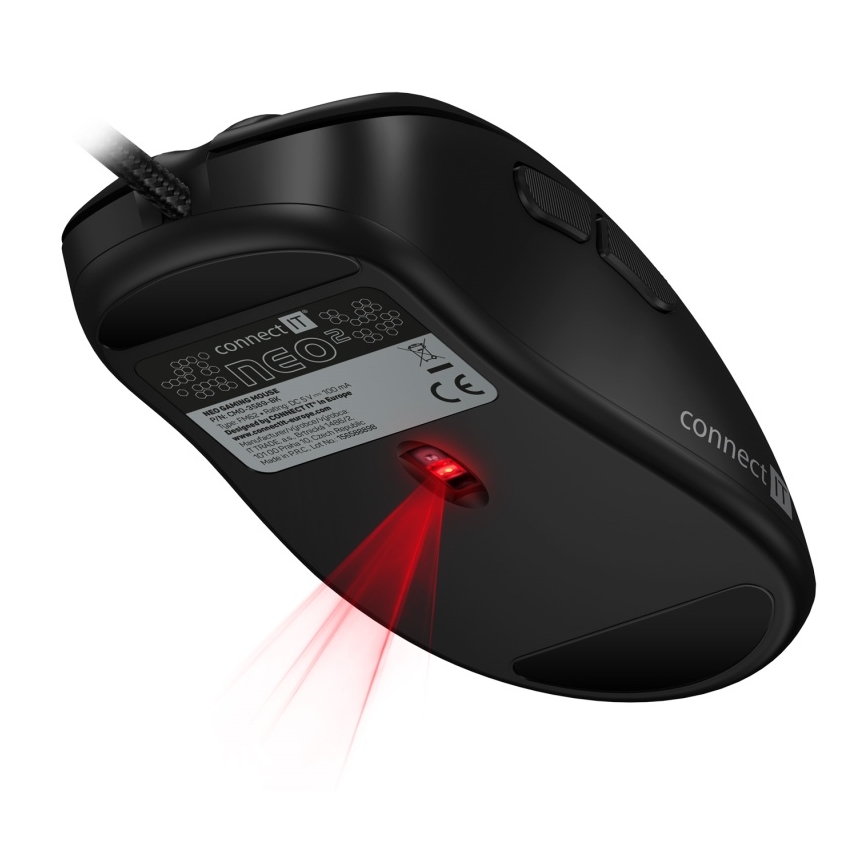 CONNECT IT CMO-3589-BK - LED RGB Przewodowa mysz gamingowa 200-7200 DPI czarna