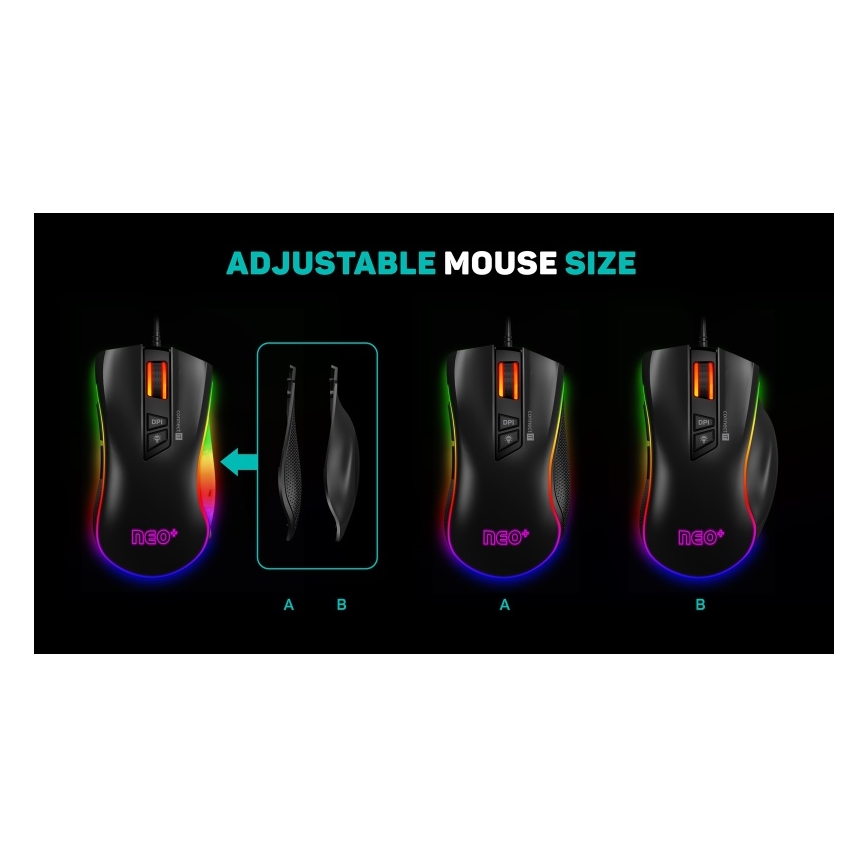 CONNECT IT CMO-3591-BK - LED RGB Przewodowa mysz gamingowa 500-7200 DPI czarny