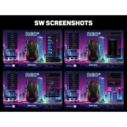 CONNECT IT CMO-3591-BK - LED RGB Przewodowa mysz gamingowa 500-7200 DPI czarny