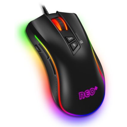 CONNECT IT CMO-3591-BK - LED RGB Przewodowa mysz gamingowa 500-7200 DPI czarny