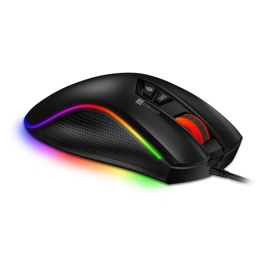 CONNECT IT CMO-3591-BK - LED RGB Przewodowa mysz gamingowa 500-7200 DPI czarny