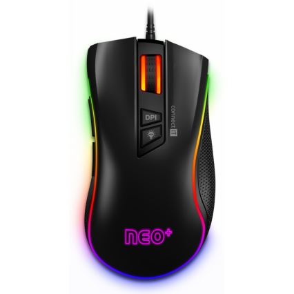 CONNECT IT CMO-3591-BK - LED RGB Przewodowa mysz gamingowa 500-7200 DPI czarny