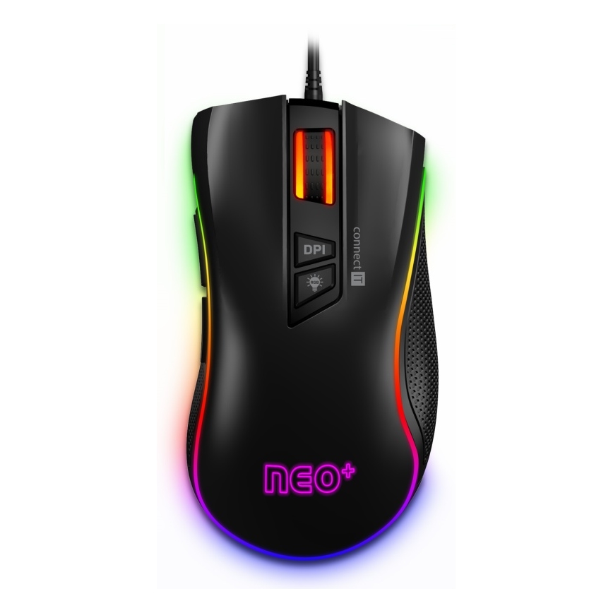 CONNECT IT CMO-3591-BK - LED RGB Przewodowa mysz gamingowa 500-7200 DPI czarny